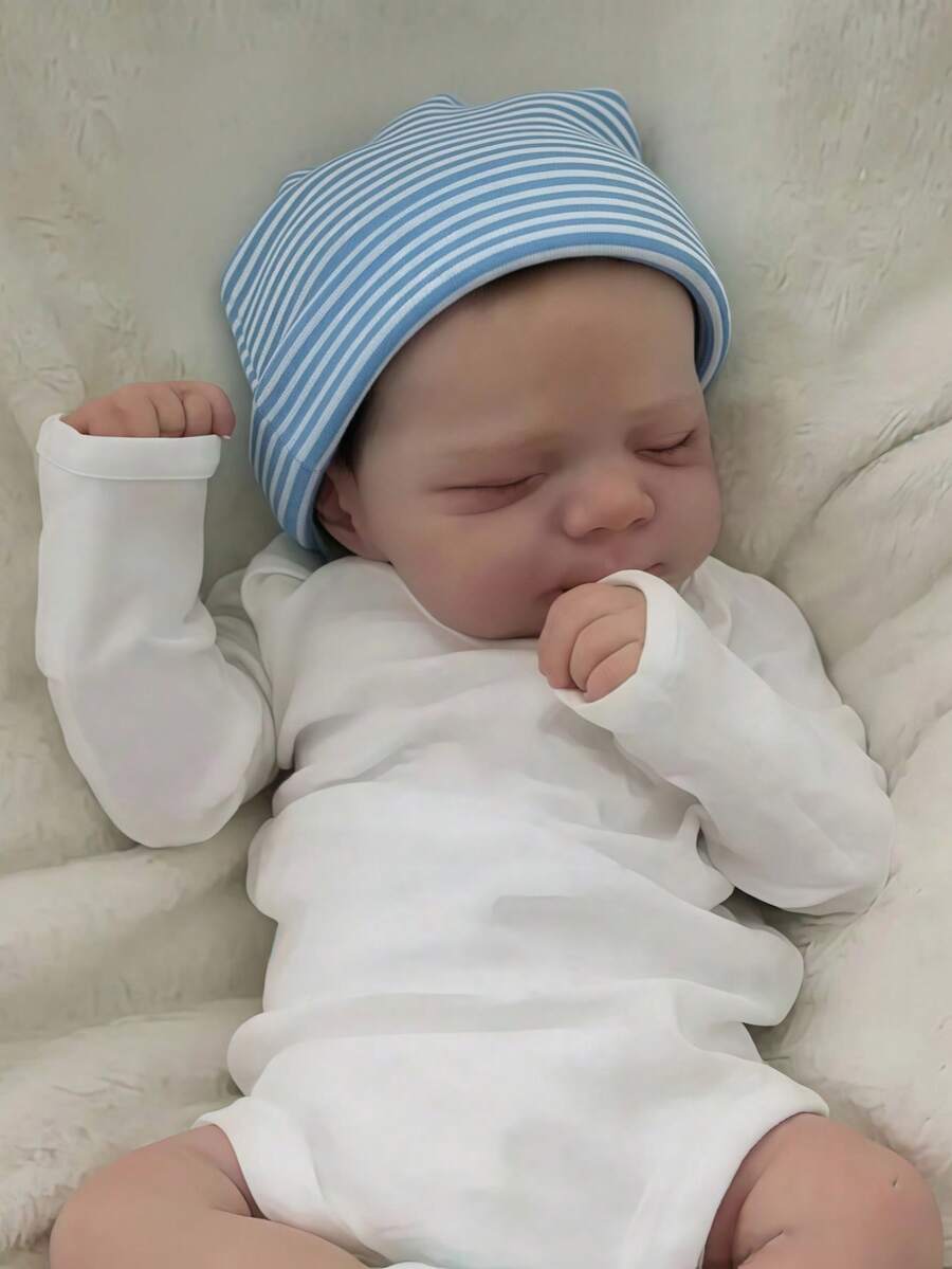 逼真48厘米重生娃娃，19英寸全身柔软硅胶乙烯基女孩娃娃，3D彩绘皮肤，血管清晰可见，乙烯基四肢，逼真细致的手绘头发，手工艺术娃娃 - 收藏级艺术娃娃，圣诞节/生日/感恩节礼物 - 彩色 - 查看 1