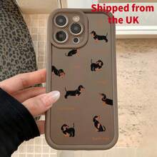Dachshund Dog Pattern Phone Case, Cute Decorative Phone Protector Cover, Total Protective Shockproof Phone Cases Compatible With IPhone, Casing - Cool Brown - View 6