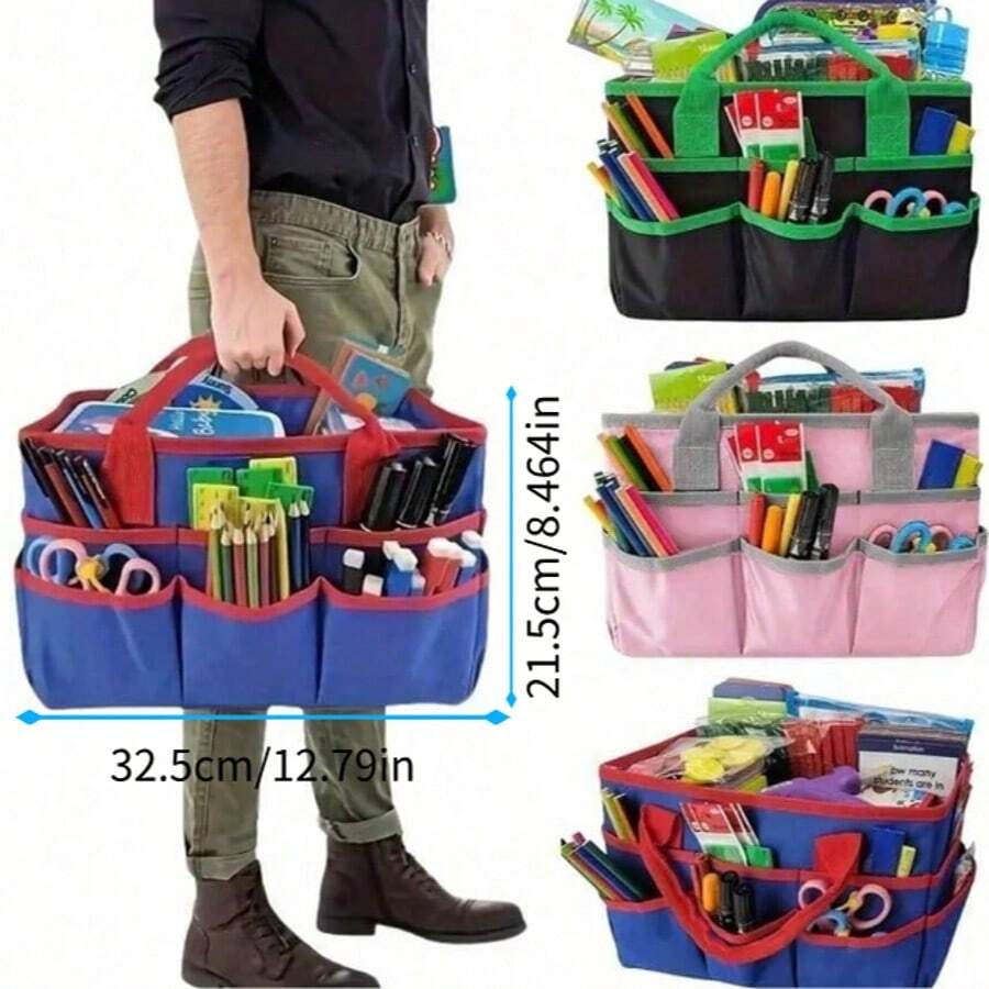 Large Capacity Craft And Sewing Organizer Tote Bag - Expandable, Portable, Multi-Slot Handbag, Large Capacity Storage Bag, Outdoor Storage Bag, Camping Storage Bag, Outdoor Tool Storage Bag, Car Accessories Storage Bag, Cleaning Supplies Storage Bag, Leisure Storage Bag, Handbag, Suitable For Daily Leisure, Outdoor Camping, Hiking Storage, Teacher's Supplies Storage, Teacher's Gift