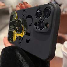 Cube Design Phone Case For Men, Shockproof Protective Fashion Mask Cover Compatible With IPhone 15 Series & More, Perfect Gift Idea - Black - View 3