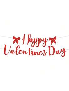 Bow Tie Valentine Vibes Banner For Valentine's Day Decorations, Funny Valentine's Day Banner, Happy Valentine's Day Decorations, Valentine's Day Party Decorations For Home, Mantel, Fireplace - Red - View 1