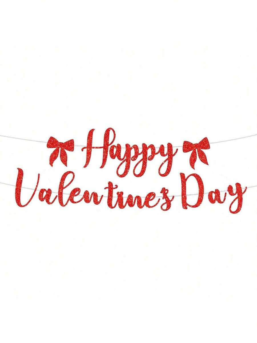 Bow Tie Valentine Vibes Banner For Valentine's Day Decorations, Funny Valentine's Day Banner, Happy Valentine's Day Decorations, Valentine's Day Party Decorations For Home, Mantel, Fireplace - Red - View 1