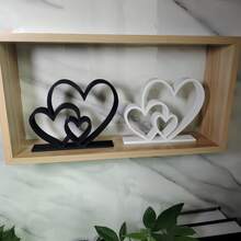 Heart-To-Heart Statue, Simple Black And White Design, Love-Themed Decorative Item, Bookshelf Decorative Sculpture, Desktop Decorative Item, Valentine's Day Gift, Gift-Giving, Home Decoration - 2件(黑色+白色) - 查看 5