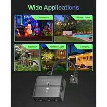 BN-LINK Temporizador de Luz para Exteriores, Controlador Enchufable Impermeable de Atardecer a Amanecer con 2 Tomacorrientes con Tierra para Luces de Navidad y Halloween, 15A 1/2HP, Listado ETL - Fotocélula - Ver 6