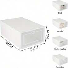 6pcs Shoe Box Stackable Shoe Storage Boxes 31.5 X 22 X 13 Cm Clear Shoe Storage Box Foldable Plastic Shoe Organiser Containers With Lids For Ladies Or Men Shoes White