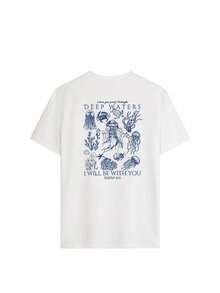 Women's Summer T-Shirt With Marine Life Print, Casual Holiday Style, Versatile, Round Neck, Short Sleeves, Fashionable Summer Colors - 白色 - 查看 5