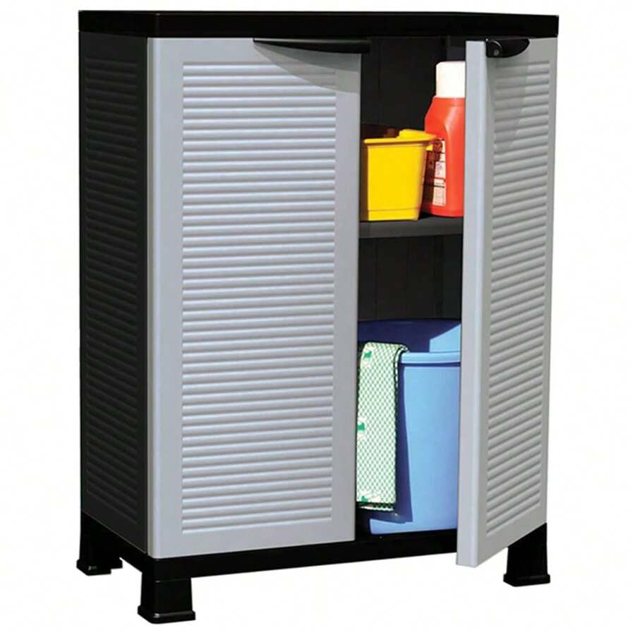 Armoire vidaXL en plastique 68x39x92 cm - Gris - Voir 1