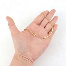 1pc New Simple Fashion Golden Initial Simle Tube Pendant Stainless Steel Chain Necklaces For Women - Yellow Gold - View 3