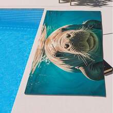 超柔软大号海牛印花沙滩巾 - 吸水性强，不沾沙，适合泳池、浴室和旅行 - 彩色 - 查看 7