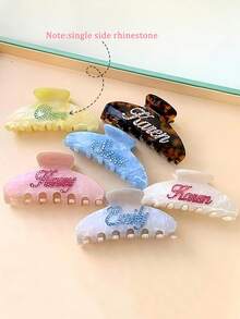 2件套水钻发饰套装，个性化名字爪夹、发梳，女士时尚亚克力闪光名字定制大理石纹发梳发夹套装，独特新娘伴娘礼物，情人节礼物，女士发饰