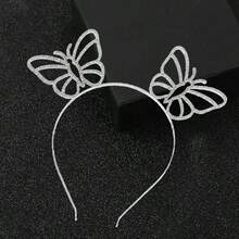 1 pieza Diadema elegante de aleación con strass con diseño de mariposa, accesorio de cabello encantador, accesorios de cabello para bodas - diadema de mariposa - Ver 3