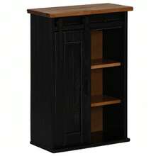 VidaXL Armoire suspendue HALDEN porte coulissante noir 49x22.5x70 cm - Noir - Voir 2