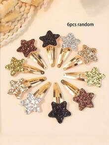24个/套闪亮星星发夹，精心制作，缀以闪耀亮片，在阳光下熠熠生辉。耐用的金色发夹可轻松固定头发，无论是甜美公主风还是休闲日常造型，都能完美搭配，为您的发型增添活力与浪漫气息，是年轻女孩的理想配饰。 （关键词：发夹、发卡、发夹、女士发饰、头饰、发卡） - 彩色 - 查看 11
