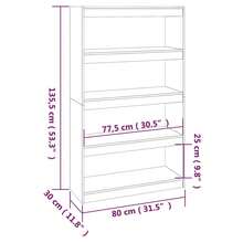 vidaXL Biblioteca/separador de piezas marrón miel 80x30x135,5 cm Pin - Marrón - Ver 8