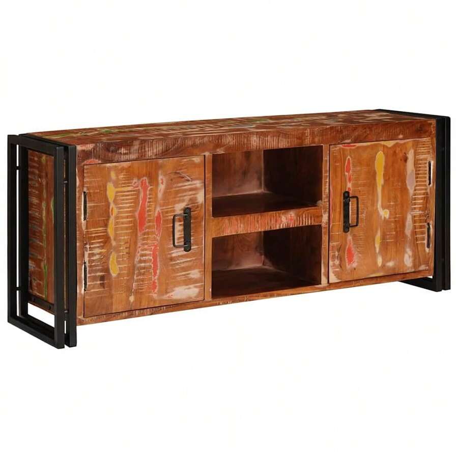 vidaXL Mobile TV Multicolore 120 x 30 x 50 cm Legno massello riciclato - Multicolore - Visualizzare 1
