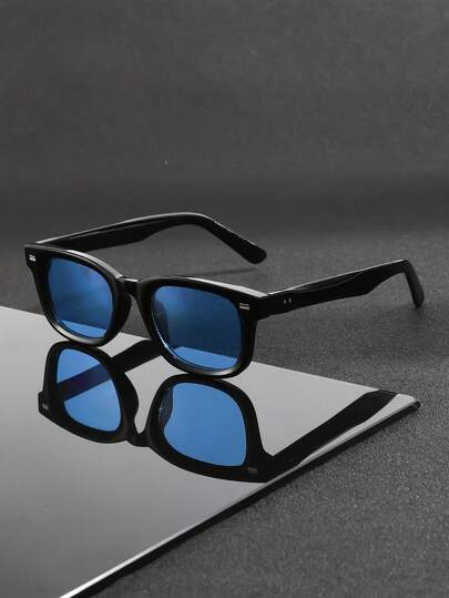 1 Pair Men's New PC Square Rivet Y2K Stylish Fashion Glasses, Suitable For Outdoor Sports, Cycling, Fishing, Driving, Street Photography, Fashion Outfits