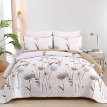 Draelibor 3 Pieces Khaki Flower Quilt Set Twin Full Queen King Size, Paisley Patchwork Plaid Bedspread Bedding Sets Boho Damask Soft Microfiber Coverlet Set For All Season,Home Decor Room Decor Bedroom Decor Bed Comforter Set Mothers Day Gift Wedding Decorations. - 卡其色2-0871 - 查看 13