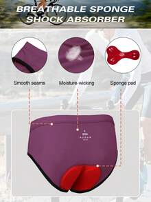 Qualicos Women's 4D Padded Bike Underwear Cycling Bicycle Shorts Biking Riding Briefs Biker Cycle Undershorts Perfect For Biking, Spinning, MTB Liner Driving, Virtual Bike Training, Motorbike, Horse Riding, Triathlon - Red Violet - View 2