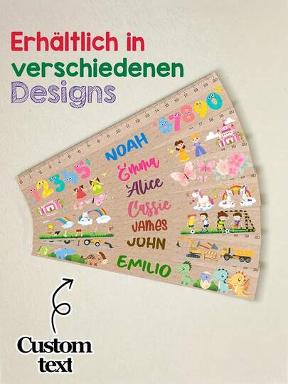 Customized Name Wooden Ruler, Personalized Office Stationery, Customized School Ruler, DIY Teacher Office Supplies, Fun Desk Decor, Fashionable, Colorful, Cute, Minimalist, Kawaii, Unique Personalized Gift, Teacher's Day Gift, Teacher Creative Gift, Back To School Gift