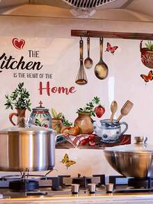 1pc Kitchen English Text Wall Sticker, Home Decor Wall Decal For Restaurant, Kitchen - Multicolor - View 3
