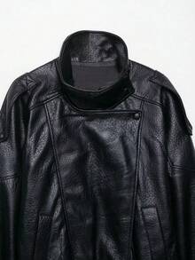 Camellia New Autumn/Winter Women's Fashion European & American Style Minimalist Versatile Litchi Texture Leather Jacket, High-End Outerwear