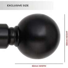 0121 Set Extendable Metal Curtain Pole – 60mm Ball Finials, Rings & Fittings, Easy Install, Modern Design For Window - Chrome - View 2