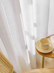 1pc Translucent Curtain With Rod Pocket, Heat Insulation & UV Protection For Bedroom, Balcony, Living Room - White - View 6