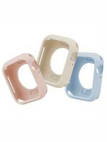 3个可爱硅胶手表壳，适用于38/40/41/42/44/45/49毫米表盘，兼容 Ultra/SE/8/7/6/5/4/3/2/1 - 彩色 - 查看 1