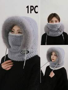 1PC Hat Women's Winter Scarf Integrated Mask, Ear Protection, Windproof, Warm Riding, Plush Riding, Electric Bike Riding, Thick Hood, Windproof, Cold Proof, Warm Keeping, Winter Preparation Artifact - A - View 9
