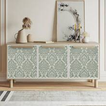 Papel de Parede Autoadesivo em Estilo Clássico Europeu (1 Rolo), Fundo Verde com Estampa Branca, 44 x 300 cm (17,32 x 118,11 polegadas), Vinil Removível, Adesivo de Parede Decorativo Vintage Barroco, Impermeável e Removível, Fácil de Instalar, Ideal para Sala de Estar, Quarto, Banheiro, Cozinha, Escritório e Decoração Elegante para Ambientes - Verde - Ver 10