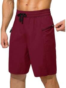 Men's Swim Trunks Quick Dry Board Shorts With Zipper Pockets Beach Shorts Bathing Suits Men - No Mesh Liner - 紅色 - 查看 1
