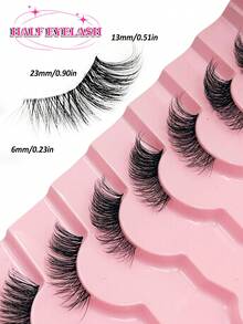 Asiteo Eid Al-Fitr 7 Paar halbe Wimpern, natürlich aussehende Katzenaugen-Wimpern, Wispern-Wimpern mit transparentem Band, Künstliche Wimpern für Anfänger, wiederverwendbare Halb-Wimpern für den Alltag & besondere Anlässe, Treffen, Heiratsanträge, Junggesellenabschiede, Brautpartys, Geschenke - Halbe Wimpern - Übersicht 5