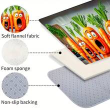 1pc 2D Flat Flannel Cute Screaming Carrot Design Doormat - Soft Flannel, Non-Slip, Machine Washable Polyester Mat For Kitchen, Laundry Room, Bathroom, And Hallway Decor, Laundry Room Mat |   Playful Design |   Durable Floor Covering, Washable Area Mat - Multicolor - View 11