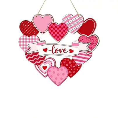 1 Piece Of 2D Printing. New Valentine's Day Welcome Sign Wooden Valentine's Day Front Door Hanging Outdoor Farmhouse Porch Decoration Pendant