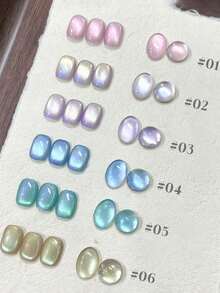 Miss Leia 1-6 15ml 春夏炫彩美人鱼猫眼凝胶指甲油，美白百搭极光玻璃紫磁性指甲油，彩色透明凝胶，适合美甲新手，UV/LED固化，可浸泡半永久，适用于美容院、美甲套装、DIY、居家、节日礼物（女士）、美甲、日常美甲护理用品 - 彩色 - 查看 5