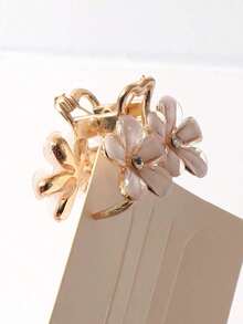 Flower Decor Hair Claw Elegant Claw Clips Hair Clips Hair Jaw Clip Hair Clamps Hair Clutch Hair Catcher Clip, School Stuff, College Fall Winter Hair Accessories For Women For Vacation Outfits Woman - 白色 - 查看 2