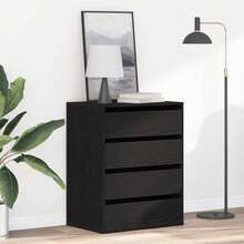 vidaXL Armoire à tiroirs Noir 60 x 41 x 76 cm Bois d'ingénierie - Noir - Voir 1