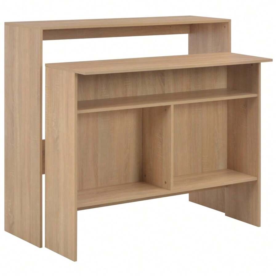 vidaXL Table de bar avec 2 dessus de table Chêne 130x40x120 cm - Tabac - Voir 1
