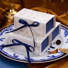 24个长方形自然风礼盒，浪漫婚礼回礼盒，节日派对礼盒，送给“特别的人”，带文字设计和丝带 - 彩色 - 查看 14