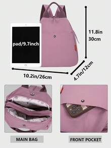 多隔层防盗尼龙双肩包，女士钱包，多功能时尚日用包，多口袋轻便旅行包，大容量简约书包，便捷书包，适合学生、护士、教师、商务人士、旅行度假、商务出行、日常通勤、购物、办公、约会、徒步、训练、工作、生日礼物、节日礼物、背包 - 彩色 - 查看 3