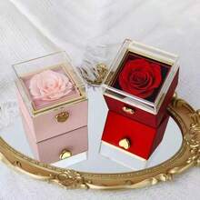 One-Touch Automatic Rotating Creative Surprise Rose Jewelry Box, Ring Necklace Jewelry Gift Box, Valentine's Day Gift Box, Red Chinese New Year Gift Box, Holiday Gift Box, Party Gift Box, Proposal Wedding Gift Box, Essential Gift - Jewelry Box - View 1