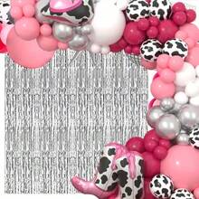 122pcs Western Cowgirl Balloon Set, Includes Cowboy Hat, Cowboy Boots And Foil Bull Pattern Balloons. Suitable For Birthday Party, Bachelorette Party, Western Cowgirl Themed Party, Farm Party Decor, Home Decor, Etc. - Multicolor - View 6