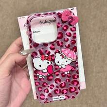 SANRIO 1个新款时尚创意豹纹闪光3D蝴蝶结三丽鸥卡通手机壳，采用防震IMD材质，可爱时尚，兼容苹果17系列、11/12/12 Pro、13/14/15、13 Pro/14 Pro/15 Pro、12 Pro Max/13 Pro Max/14 Pro Max/15 Pro Max、16、16 Pro、16 Pro Max、17、17 Pro、17 Pro Max - 彩色 - 查看 1