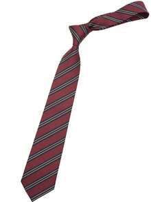 Women's Striped Collegiate Style Casual Tie, Dark Red Tie, Suitable For Halloween Costume - Wine Red - View 1