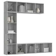 vidaXL Ensemble bibliothèque/meuble TV 3 pcs Sonoma gris 180x30x180 cm - Gris - Voir 3