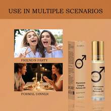 FLATPEA 持久留香男士费洛蒙香水油，高品质，天然木质香调，清新怡人，高级滚珠香水，奢华无酒精配方，金色优雅设计，释放您的魅力，吸引他人，约会香水，理想的节日礼物 - 金色標誌滾珠 - 查看 3