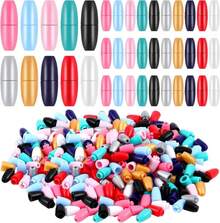 WILLBOND 100 Pcs Plastic Breakaway Clasps Bead Barrel Connectors Safety Breakaway Clasp Lanyard Clips For Necklace Bracelet Lanyard Jewelry Making (Black,White) - ColorD - 查看 1