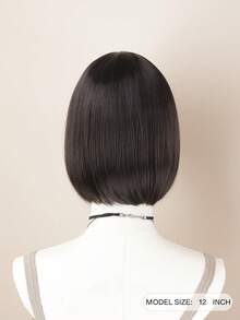 12-Inch Women's Bob Wig - Short Straight Hair With Highlighted Blonde, High Density Heat-Resistant Synthetic Hair, Black & White Highlights, Suitable For Party And Daily Wear - Multicolor - View 5