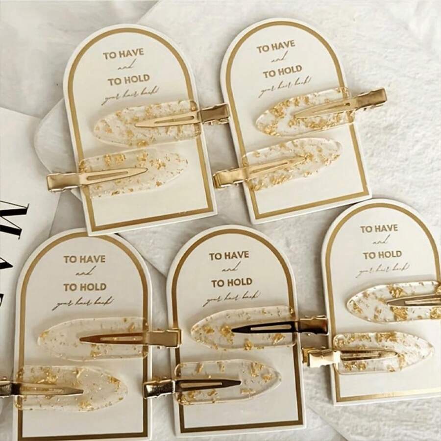 10pcs Gold-Color Hair Clips Shiny Bridesmaids Hairpins Delicate Hair Accessories Home Bathroom Decor Fall Decor Back To School Hair Accessories - Nhiều màu - Xem 1