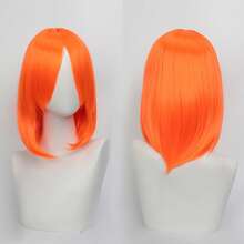 Karida 14-Inch Synthetic Fiber Cosplay Wig With Bangs, Layered Straight Hair, Unisex Cosplay Wig, High Density, Natural-Looking Cosplay Wig For Men And Women